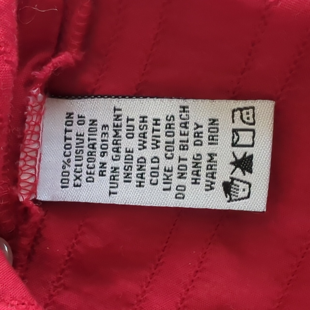 Bob Mackie 100% Cotton Red With White Details Button Down Collared Shirt Size 3X - Picture 8 of 8